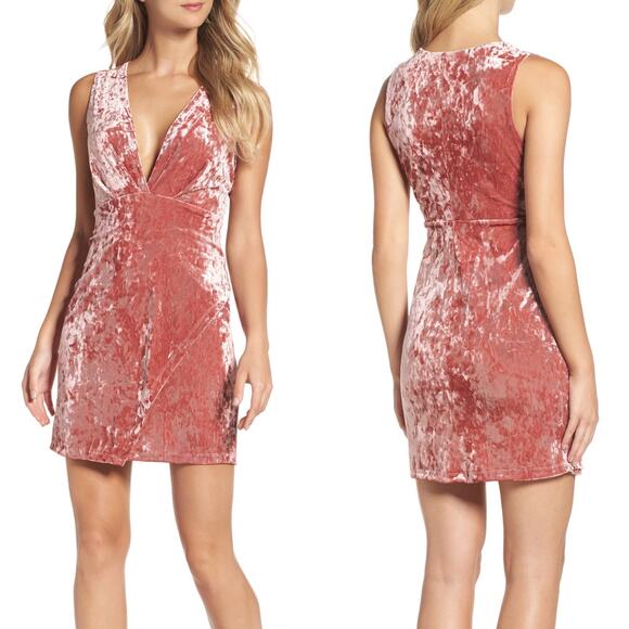 Fraiche by J Pink Velvet Minidress - Picture 1 of 11
